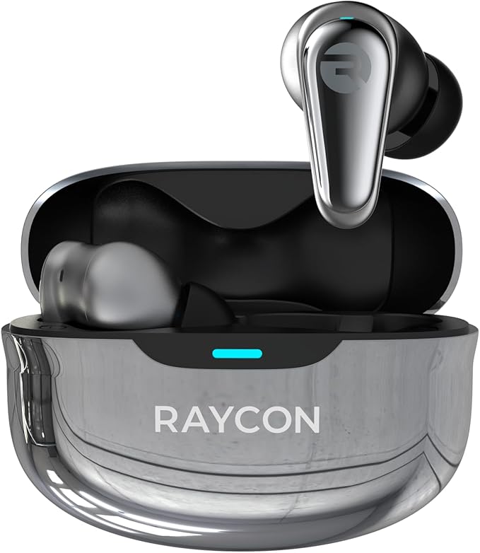 Raycon Pro Earbuds Wireless Bluetooth with Hybrid Active Noise Cancellation, Awareness Mode, 40-Hour Battery, 6 Microphones, IPX5 Water Resistance, Comfortable Ergonomic Fit, Bluetooth 5.3 (Silver)