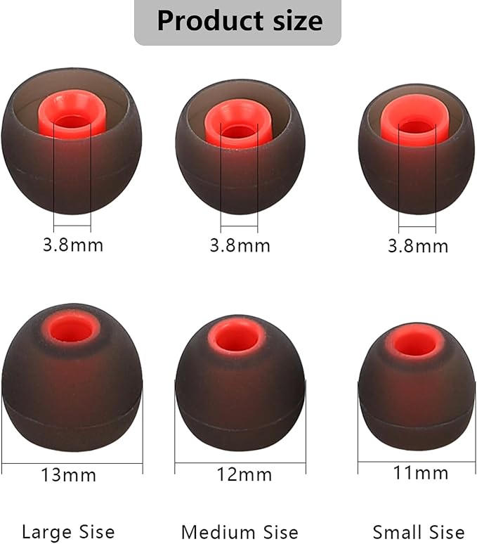 Silicone Replacement Earbud Tips Earbud Covers Ear Tips Fit for in-Ear Headphones (Inner Hole 3.8mm -5.1mm) Earbud Replacement Tips 9 Pairs