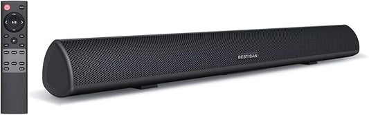 80Watt 34Inch Sound bar, Bestisan Soundbar Bluetooth 5.0 Wireless and Wired Home Theater Speaker (DSP, HDMI-ARC, Bass Adjustable, Optical Cable Included)