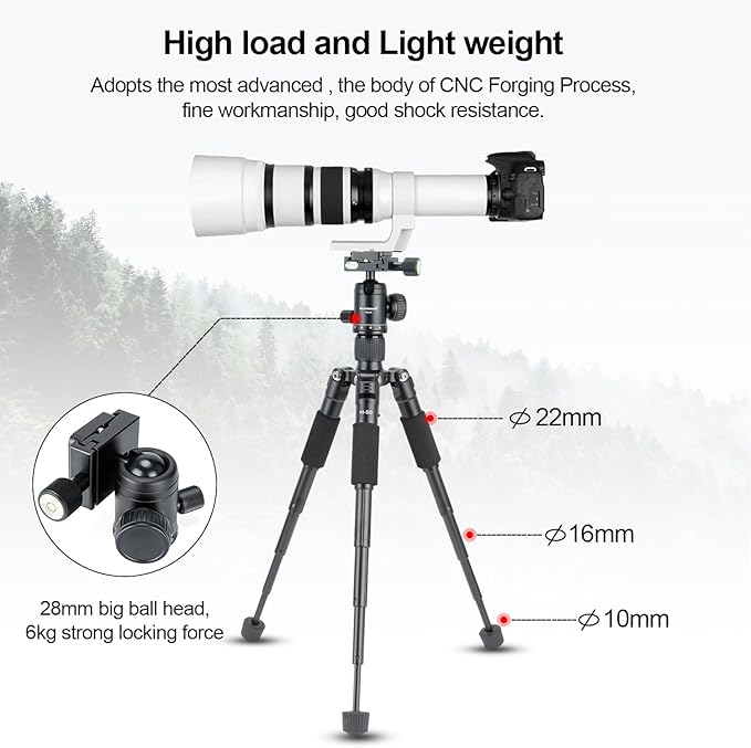 Koolehaoda Mini Desktop Tripod, 20" Aluminum Portable Small Tripod with 360° Ball Head and Bag for DSLR Camera, Video Camcorder.Load up to 11lbs / 5kg - (Black)