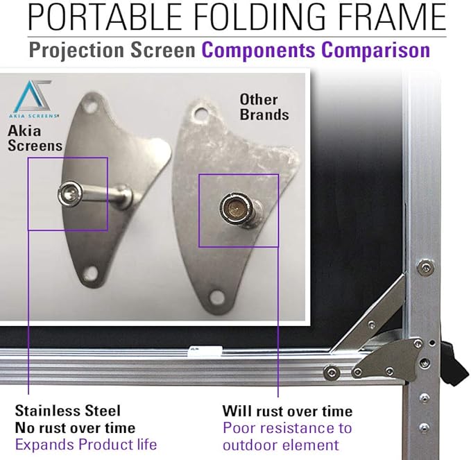 Akia Screens 120 inch Portable Outdoor Projector Screen with Stand and Bag 16:9 8K 4K Ultra HD 3D Adjustable Height Foldable Projection Screen Silver for Movie Video Home Theater AK-OS120H1