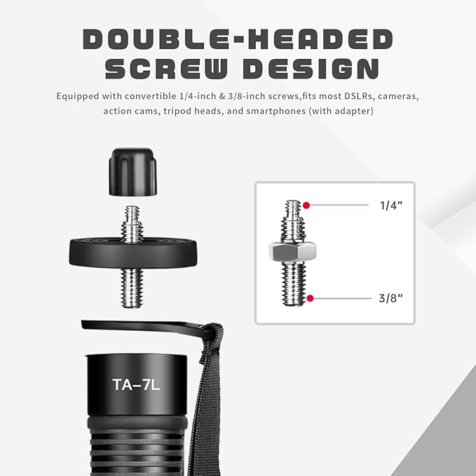 TONYBOO TA-7L 68.5 inch Camera Monopod, 36mm Aluminum Monopod with 6-Section Portable Lightweight, Max Load 40 lbs, Heavy Duty Camera Stand for DSLR Canon Nikon Sony, Easy to Carry