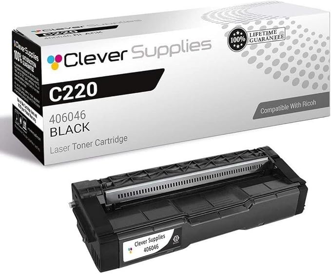 CS Replacement Toner Cartridge Compatible with Ricoh C220 406046 Black Color Laser Aficio SP C220 Aficio SP C220A Aficio SP C220DN Aficio SP C220N Aficio SP C220S Aficio SP C221 Black