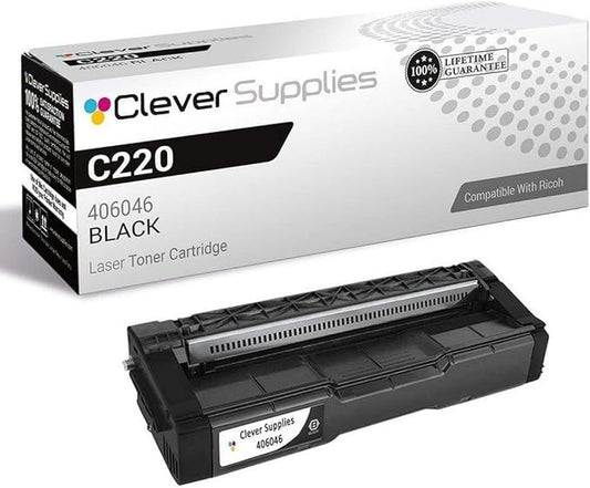 CS Replacement Toner Cartridge Compatible with Ricoh C220 406046 Black Color Laser Aficio SP C220 Aficio SP C220A Aficio SP C220DN Aficio SP C220N Aficio SP C220S Aficio SP C221 Black