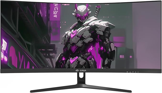 CRUA 30" Curved Gaming Monitor, 165Hz/200Hz Computer Monitor, WFHD(2560 * 1080P) 1500R VA Screen, 120% sRGB PC Monitors Support AMD FreeSync, Wall Mount Install(HDMI, DP)- Black
