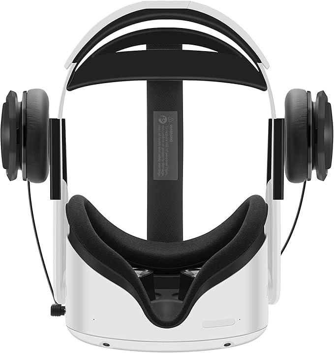Stereo VR Headphones Compatible with Meta Quest 2, On Ear Bass, 3D 360 Degree Sound,White