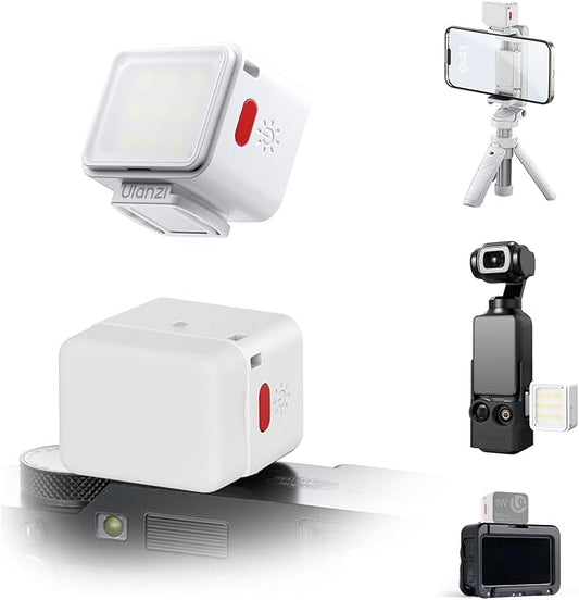 ULANZI DG01 Mini Cube Phone Light Portable LED Camera Light for DJI OSMO Pocket 3 Action Camera Sony zv-e 10 Canon r550,Support Magnetic Attraction & Type-C Charging for ULANZI JJ02 Tripod(White)