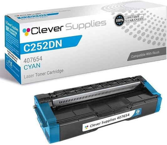 CS Replacement Toner Cartridge Compatible with Ricoh C252DN 407654 Cyan Color Laser Aficio SP C252DN Aficio SP C252SF Cyan