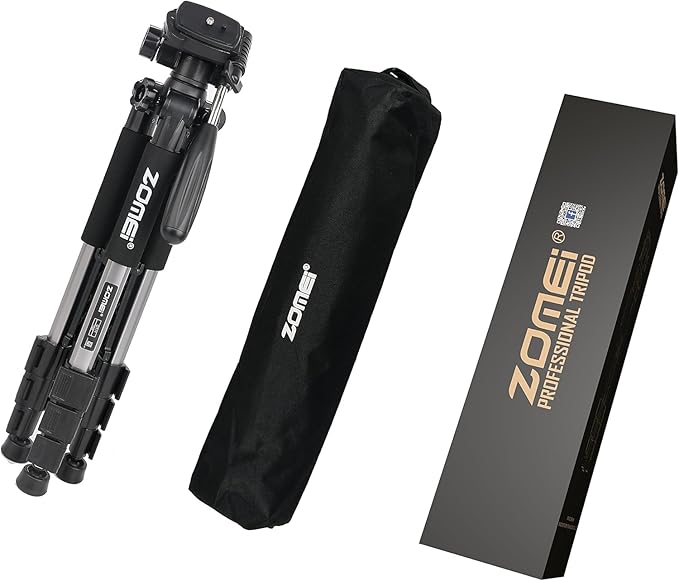 Camera Tripod, ZOMEI Q111 55-inch Smartphone Tripod Flexible Aluminum Travel Tripod with 3-Way Pan Head and Phone Holder, for Photography YouTube Smartphones Cameras and LED Ring Light (Silver)
