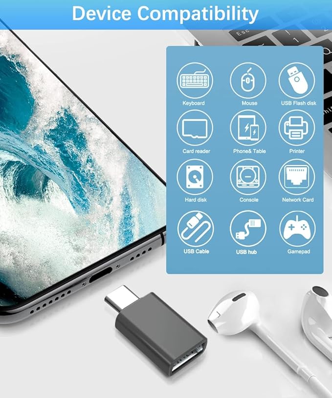 Basesailor USB to USB C Adapter with C Male to 3.0 Female Charger 4P for iPhone 17 Air Apple 16 15 14 13 Pro Max Mini Plus,Thunderbolt 4 OTG Converter for Mac iWatch 11 10,Samsung Galaxy S25 S24,iPad