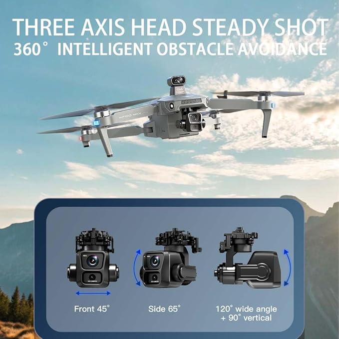 X-Verse KF100MAX Drones with Camera for Adults 4K EIS, RC Screen, 6KM RC Distance, 3-Axis Gimbal, Professional Drone with Obstacle Avoidance, Digital GPS Transmission Quadcopter, 3 Batteries for 150min Max Flight Time