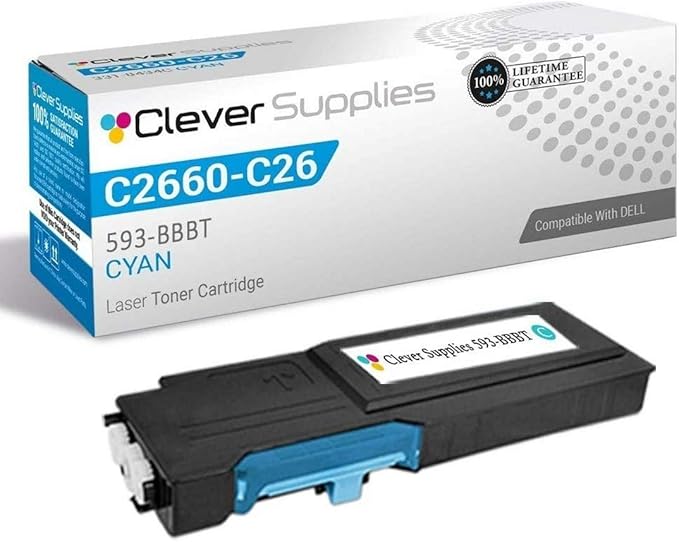 CS Replacement Toner Cartridge Compatible with Dell C2660 593-BBBT Cyan C2665 C2665dnf C2660 C2665 C2660dn C2665dnf Color 4000 Page Yield