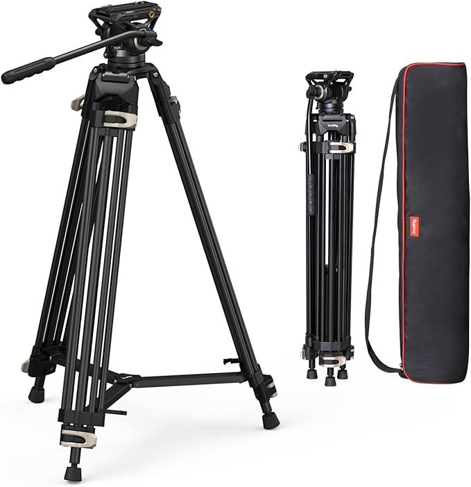 SmallRig AD-01 Video Tripod, 73" Heavy Duty Tripod with 360 Degree Fluid Head and Quick Release Plate for DSLR, Camcorder, Cameras 3751