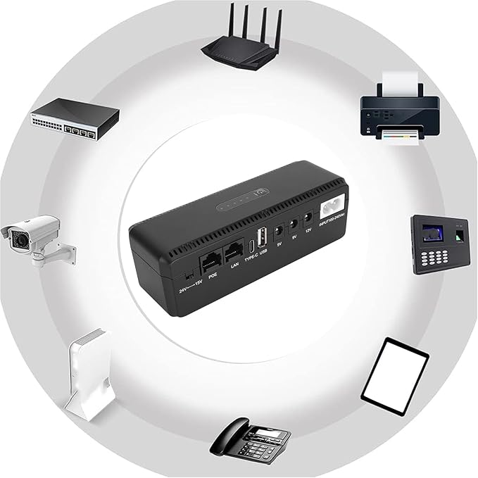 UPS Battery Backup High Capacity Uninterruptible Power Supply for Camera Router Modem (US Plug)