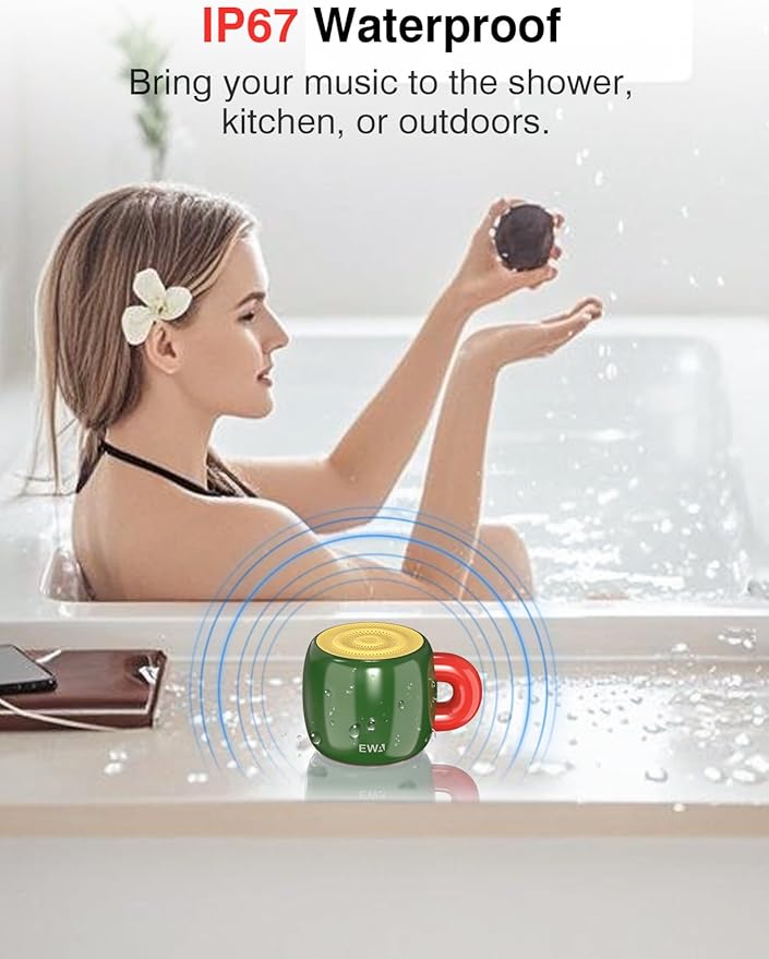 EWA Bluetooth Speaker, Mini Portable Bluetooth Speaker with Creative Cup-Shaped Design, IP67 Waterproof, Loud & Clear Sound, Ideal Gift for Desk, Travel & Holidays, A163 (Green)
