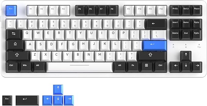 DAREU EK87PRO 80% Wireless Mechanical Keyboard,TKL Tri-Mode RGB Gaming Keyboard with Hot-Swappable South-Facing LEDs Socket,PBT Keycaps,Gasket Mount,6-Layer Padding,Custom Linear Switch for Win/Mac