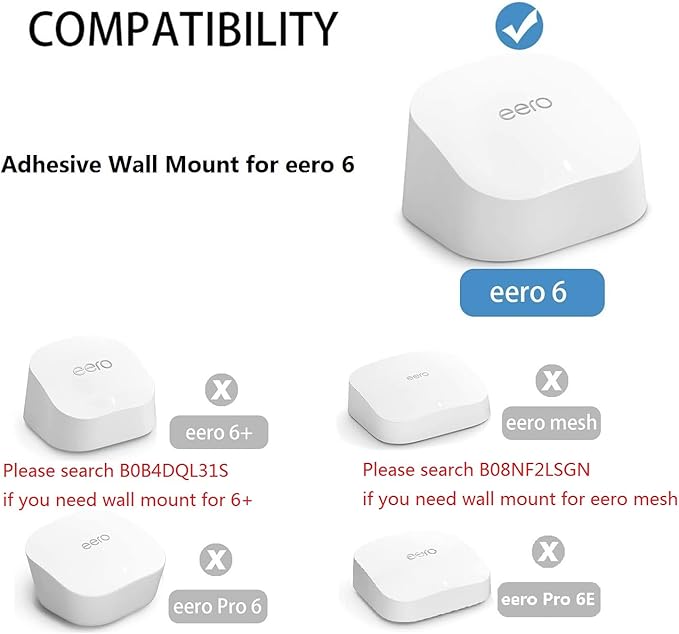 Wall Mount for eero 6, Screwless VHB Holder for Mounting eero 6 Dual-Band mesh Wi-Fi 6 Without Drilling (Strongly Adhesive, 2 Pack)