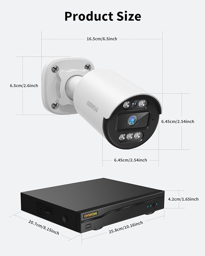 《5MP Super HD & 80ft IR Night Vision》Wired Security Camera System Outdoor, 5MP CCTV Cameras with AI Human Vehicle Detection, Home Video Surveillance DVR Kits