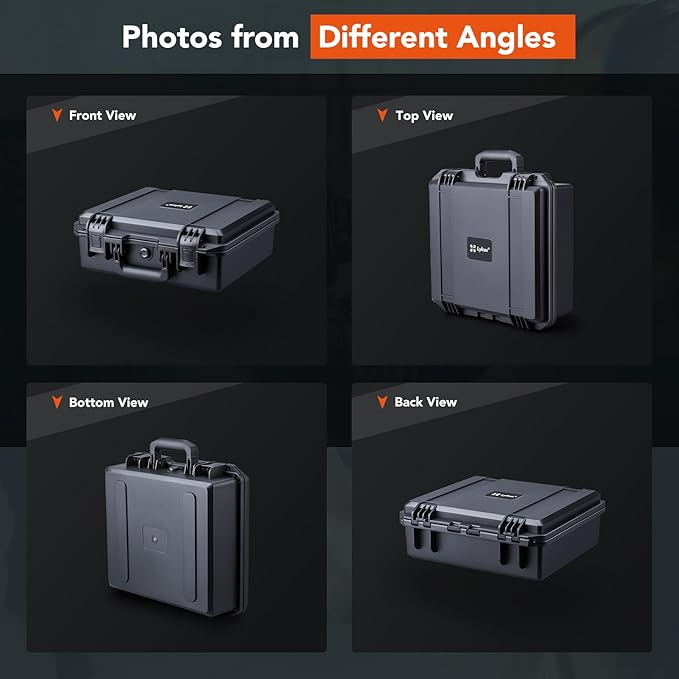 Lykus HC-3510 Waterproof Hard Case with Customizable Foam Insert, Interior Size 13.78x11.81x5.12 in,Suitable for camera,lens,drone,mic,flashlight,telescope,action cam,electronics,tools,and more