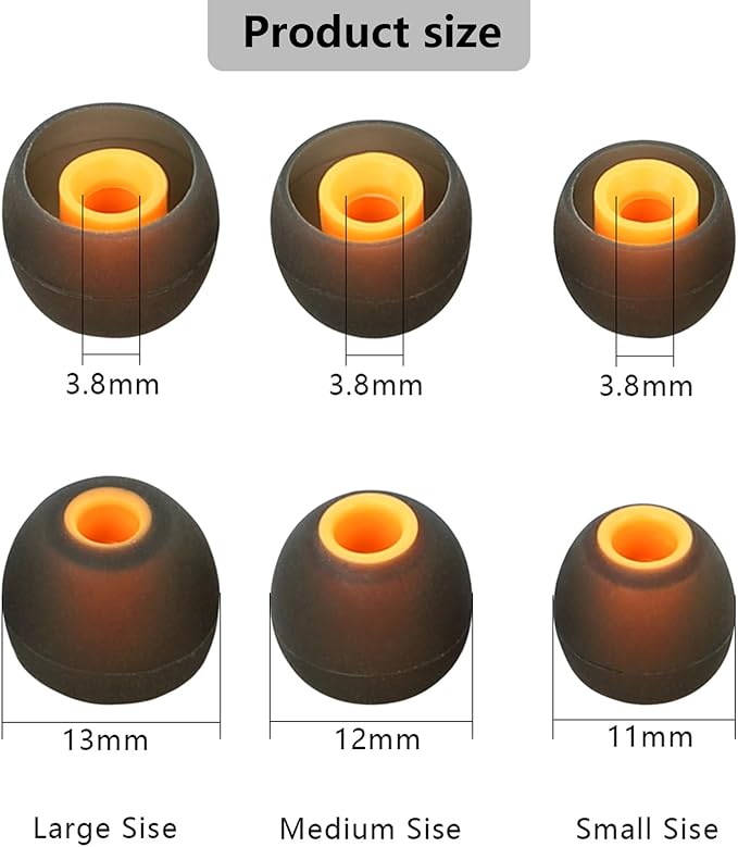 Earbud Replacement Tips Silicone Earbud Tips Earbud Covers Fit for in-Ear Headphones (Inner Hole 3.8mm -5.1mm) Ear Tips Earbud Rubber Tips 9 Pairs S/M/L