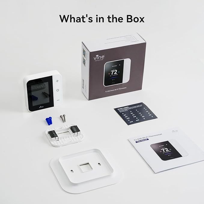 Vine Thermostat for Home with Touchscreen Color Display, WiFi Smart Thermostat Compatible with Alexa and Google Assistant, 7day/8period Programmable, Energy Saving, C-Wire Required, Screen Size 2.8"