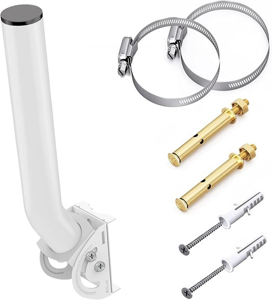 Universal Antenna Mount, 12'' (H) - Φ1.38‘’ Pole and Wall-Mounted Mounting Bracket Mast for Outdoor TV Antennas, Point to Point AP Access Point, Weather Station, CPE Bridge, Starlink and More