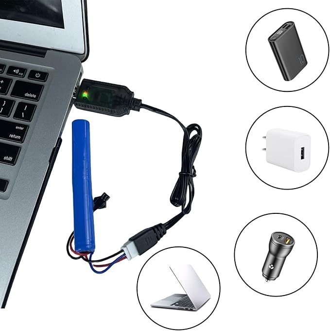 7.4V USB Charger Cable with XH-3Pin Plug Universal Compatible RC Car RC Plane RC Tank RC Boat and Other Remote Control Toys for Universal 7.4V Lipo Battery USB Charger with Battery Protection