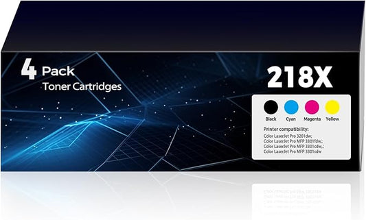 218X Toner Cartridges for Laser Jet Pro 3301sdw 3301fdw with Chip Compatible with HP 218X 218A Color Laser Jet Pro 3201dw MFP 3301sdw 3301fdw 3301cdw Printer W2180X Toner (Black Cyan Yellow Magenta)