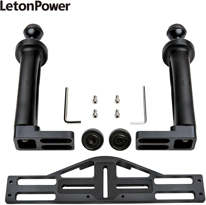 Dual Handle Underwater Camera Tray, Aluminum Alloy Video Stabilizer Bracket with 2 Joint Arms for Camera Housing and Video Light
