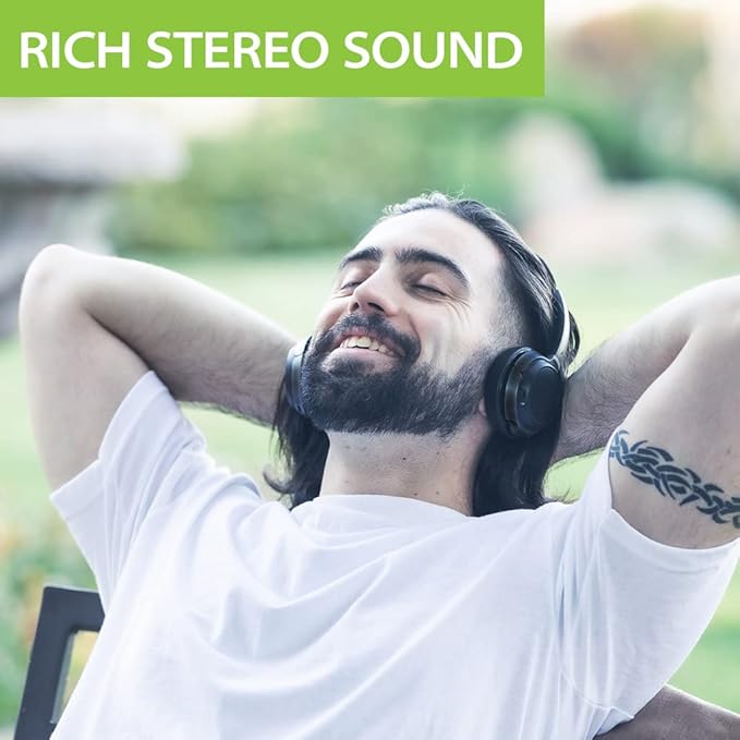 Avantree AH6B - Bluetooth On Ear Headphones with Detachable Mic for Work in Office or at Home, Premium Sound, 22 Hrs Playtime, Soft Padding, Lightweight, Wireless & Wired for Phone PC Laptop, Black