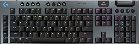 Logitech G915 X Lightspeed Wireless Mechanical Gaming Keyboard, Double-Shot PBT Keycaps, Fully Programmable Keys, RGB Backlit Mac/PC Gaming Keyboards, Aluminum Finish, GL Clicky Switches, Black