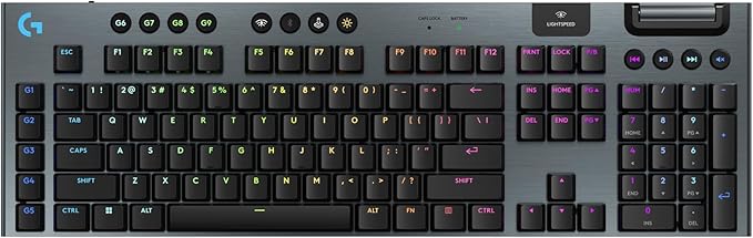 Logitech G915 X Lightspeed Wireless Mechanical Gaming Keyboard, Double-Shot PBT Keycaps, Fully Programmable Keys, RGB Backlit Mac/PC Gaming Keyboards, Aluminum Finish, GL Tactile Switches, Black