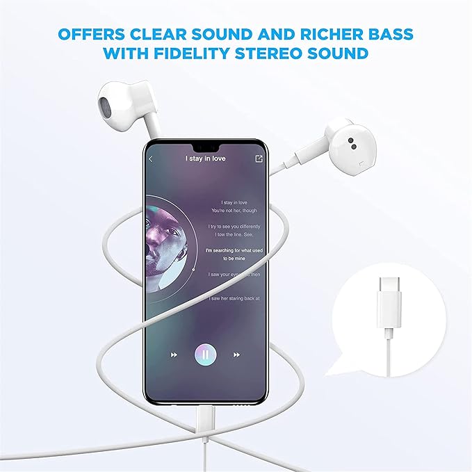 USB C Headphones for iPhone 17 16 15 Earbuds USB C Wired Earphones with Mic & Remote Control Noise Cancelling for iPhone 16 pro, iPad Pro, Galaxy S23/S22/S21/S20/Ultra Note 10/20, Pixel 7/6/6a/5/4