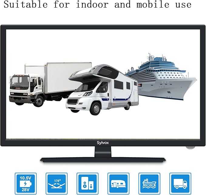 SYLVOX 27 Inch Smart TV 12/24 Volt TV 1080P FHD RV TV Android 11.0 Built-in Digital Video Disc Player with WiFi, Wireless Connection and Digital Noise Reduction Function