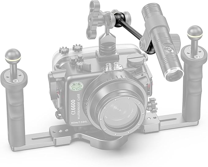Seafrogs 1" Ball to YS Head Clip Arm 6.43"/16.34cm Aluminum Alloy YS Head Adapter Arm for Underwater Photography Lighting System, Connector for Diving Strobe/Video Light (AM-4)