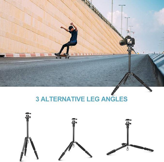 SIRUI Traveler 5AX 52″Aluminum Camera Tripod, 360° Panorama B-00K Ball Head and Arca Swiss Quick Release Plate, Folded Height 12.4", Load up to 6kg/13.2lbs