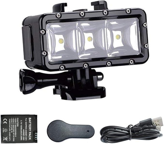 Suptig Underwater Light, Waterproof Light, Dimmable Waterproof (45m) LED Video Light for GoPro 13,11,10,9,8,7,6,5,4,3, DJI Action, Insta 360 Action Cameras