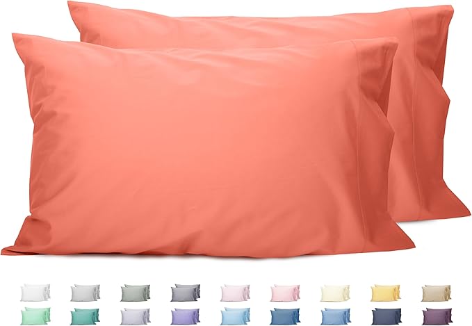 Sunflower King Pillowcases Set of 2, 100% Cotton King Size Pillow Cases 2, 20×40 inches Coral, Soft and Breathable