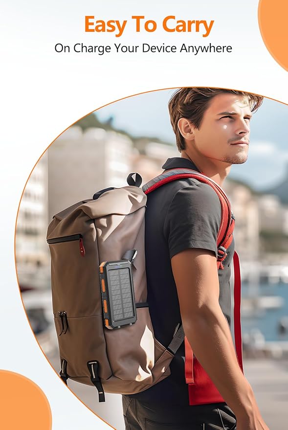 Power Bank 38800mAh Solar Portable Charger with USB-C Fast Charging Compatible with iPhone, Samsung, with 2 LED Flashlights and IPX5 Waterproof External Backup Battery Pack Perfect for Camping, Hiking