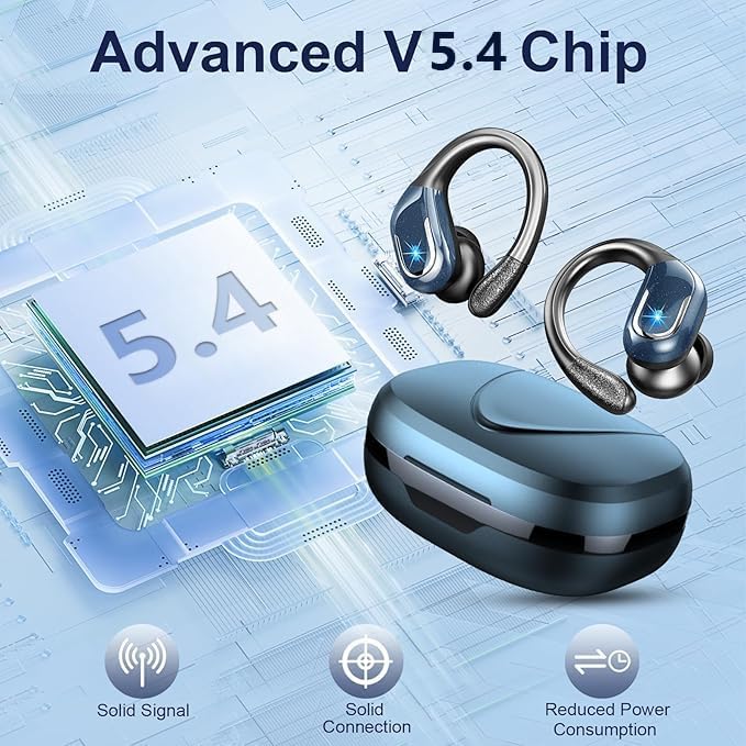 Wireless Earbuds Sport Bluetooth Headphones 5.4, 2025 Bluetooth Earbuds 75Hrs Stereo, 4 HD Mic, Over-Ear Buds with Earhooks ENC Noise Canceling Earphones, IP7 Waterproof Headset for Workout/Running