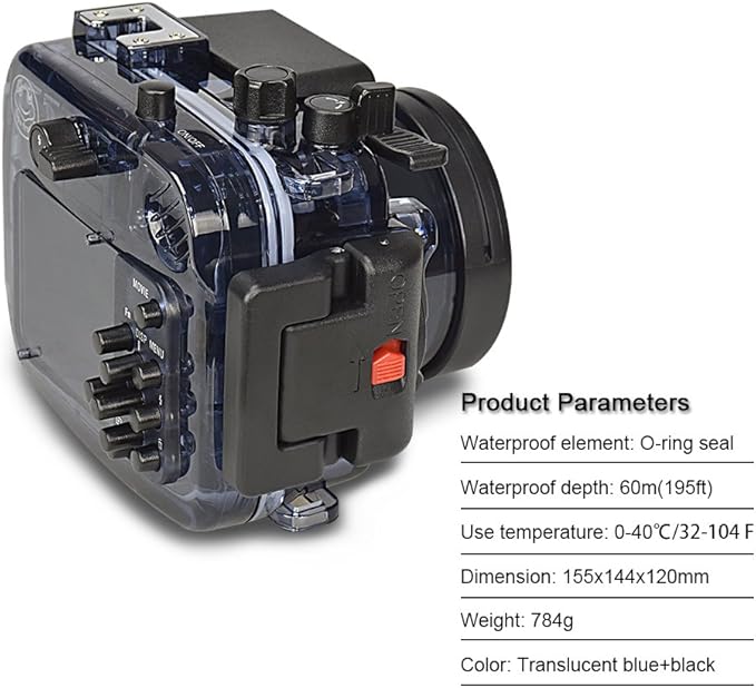 Sea Frogs Waterproof Camera Housing Compatible with Sony RX100 I-V IPX8 40m/130ft Maximum Diving Depth Underwater Camera Case for Diving, Surfing, Rowing, Skiing