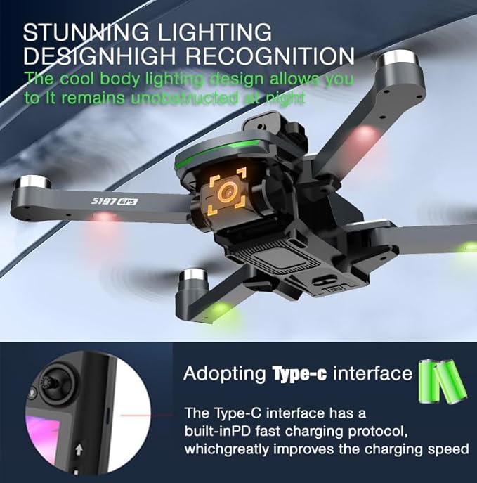 S197 foldable drone HD camera with screen fixed height hovering one key takeoff and landing 3 batteries safety aerial photography toys indoor and outdoor remote control quadcopter