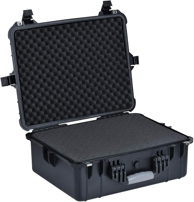 MEIJIA Portable All Weather Waterproof Protective Hard Case,Compact Camera Case with Customizable Fit Foam,Fit Use of Drones,Camera,Equipments, Elegant Black,20.62 x16.85x8.11inches