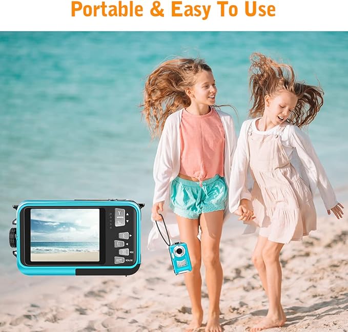 Waterproof Camera 10FT Underwater Camera 30MP 1080P FHD Video Resolution 16X Zoom Waterproof Digital Camera for Snorkeling,Vacation(Green)