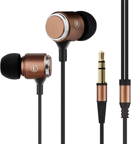 Long Cord Wired Earbuds no Microphone Headphones Watching tv with Extra Noise isolating Blocking bass Ear Buds Without mic Corded Length Earphones