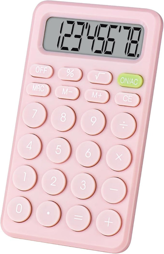 Basic 4 Function Calculator for Students and Office: Small, Portable, and Easy-to-use - Suitable for School and Office Essentials(Pink)
