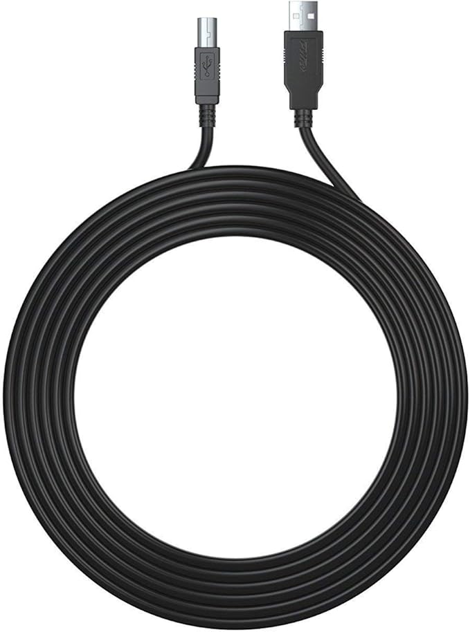 12Ft Extra Long USB-Printer-Cable 2.0 for HP OfficeJet Laserjet Envy, Canon Pixma, Epson Workforce, Stylus, Expression Home, Brother, Silhouette Cameo, Dell Scanner Fax Cord