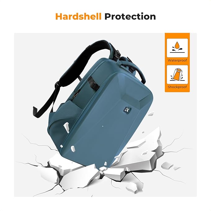 K&F Concept Camera Backpack,Hardshell Photography DSLR Camera Bag with 15-15.6 Inch Laptop Compartment Waterproof Hard Shell Camera Case Compatible with Canon/Nikon/Sony/DJI Mavic Drone