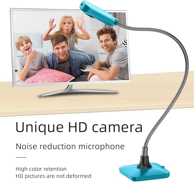 Document Camera (Blue) Ultra High Definition 5MP USB Document Camera — Mac OS, Windows, Chromebook Compatible for Live Demo, Web Conferencing, Distance Learning, Remote Teaching,Scanner