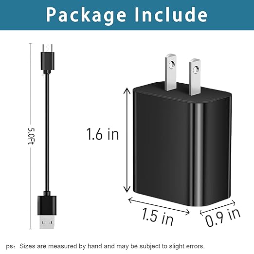 TV Stick Charger for Amazon Fire TV Stick 10W Micro USB Charger Adapter 5FT Cable Cord